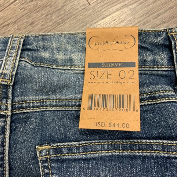 Project Indigo Skinny Jeans Women's Size 2 Distressed Mid Rise Stretch Blue Pant - Picture 6 of 9